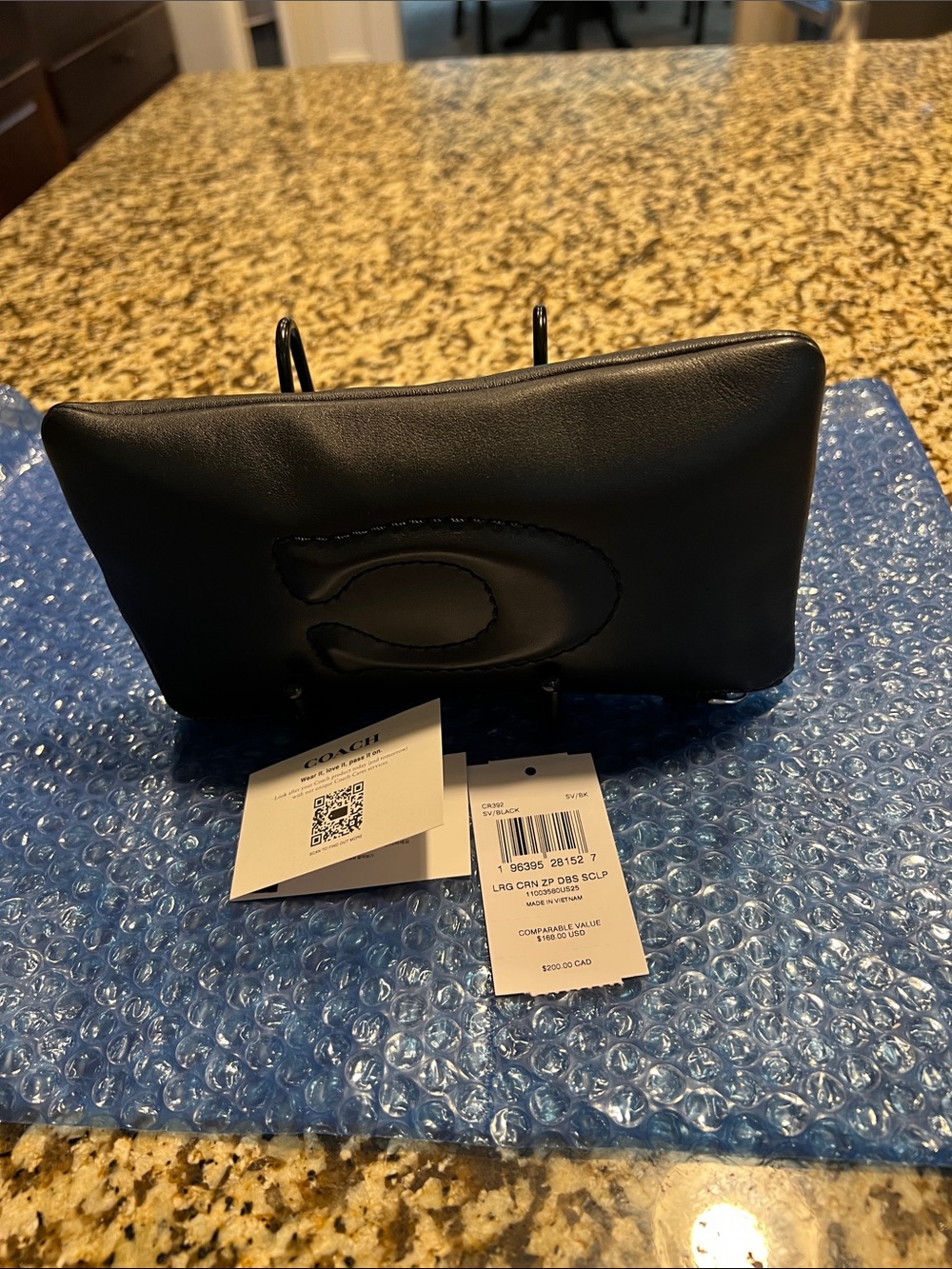 Coach Black Leather C Logo Wristlet - Picture 3 of 5